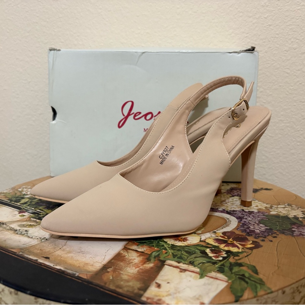 Women's Cream Slingback Heels